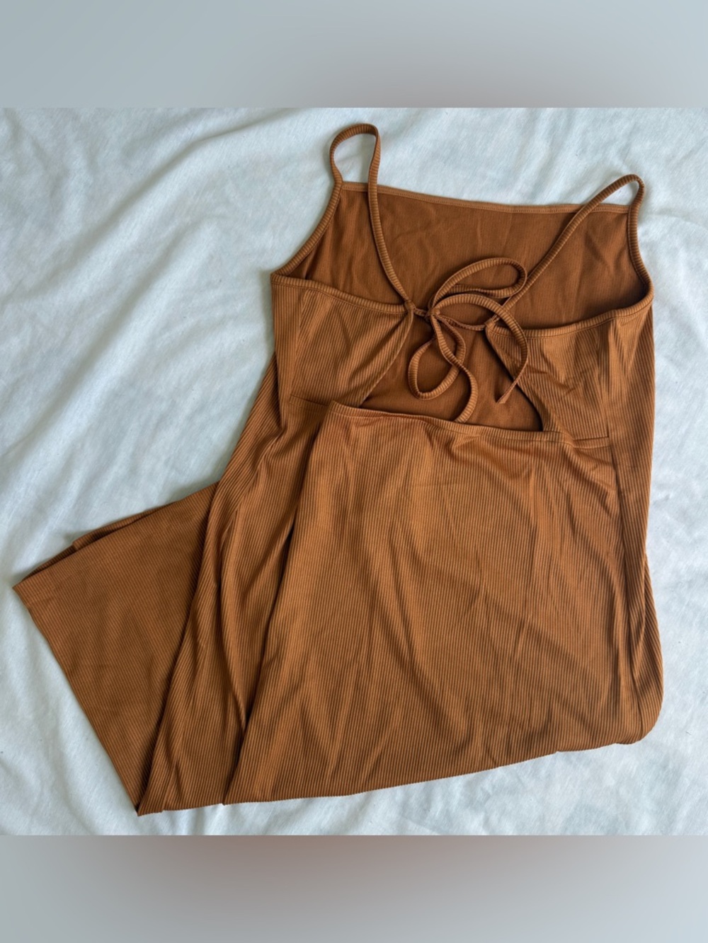H&M NWT Rust Ribbed Midi Dress XXL Bodycon Cutout Back